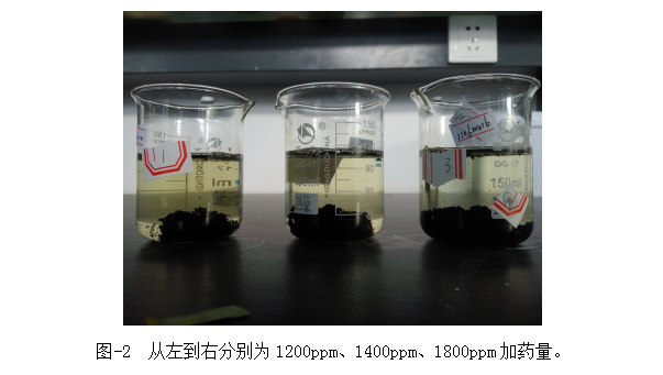 圖-2  從左到右分別為1200ppm、1400ppm、1800ppm加藥量